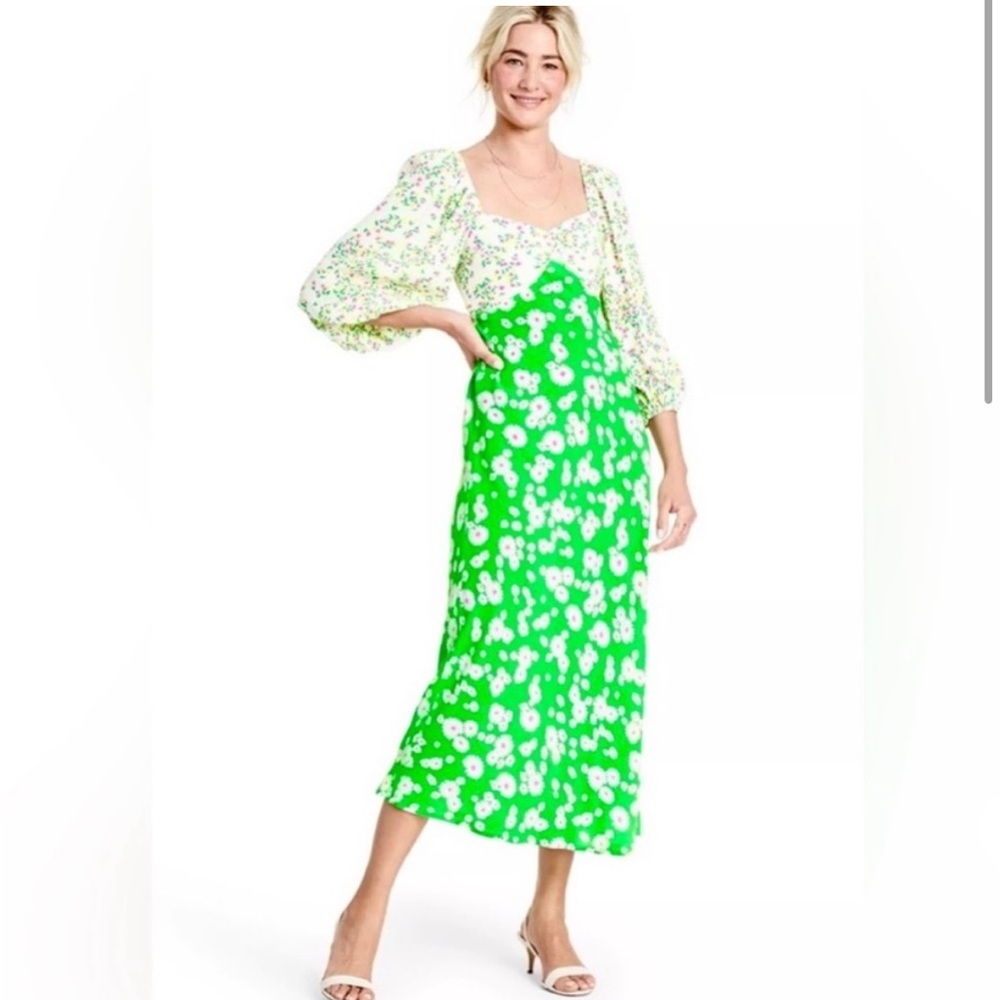 RIXO London Daisy Green Dress Size 6